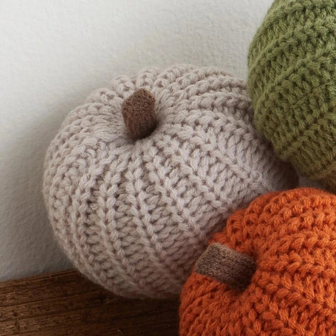 Taupe Colorful Knit Pumpkin Mini
