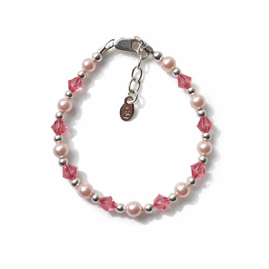 Ivy Sterling Silver Pink Pearl & Crystal Baby/Girls Bracelet