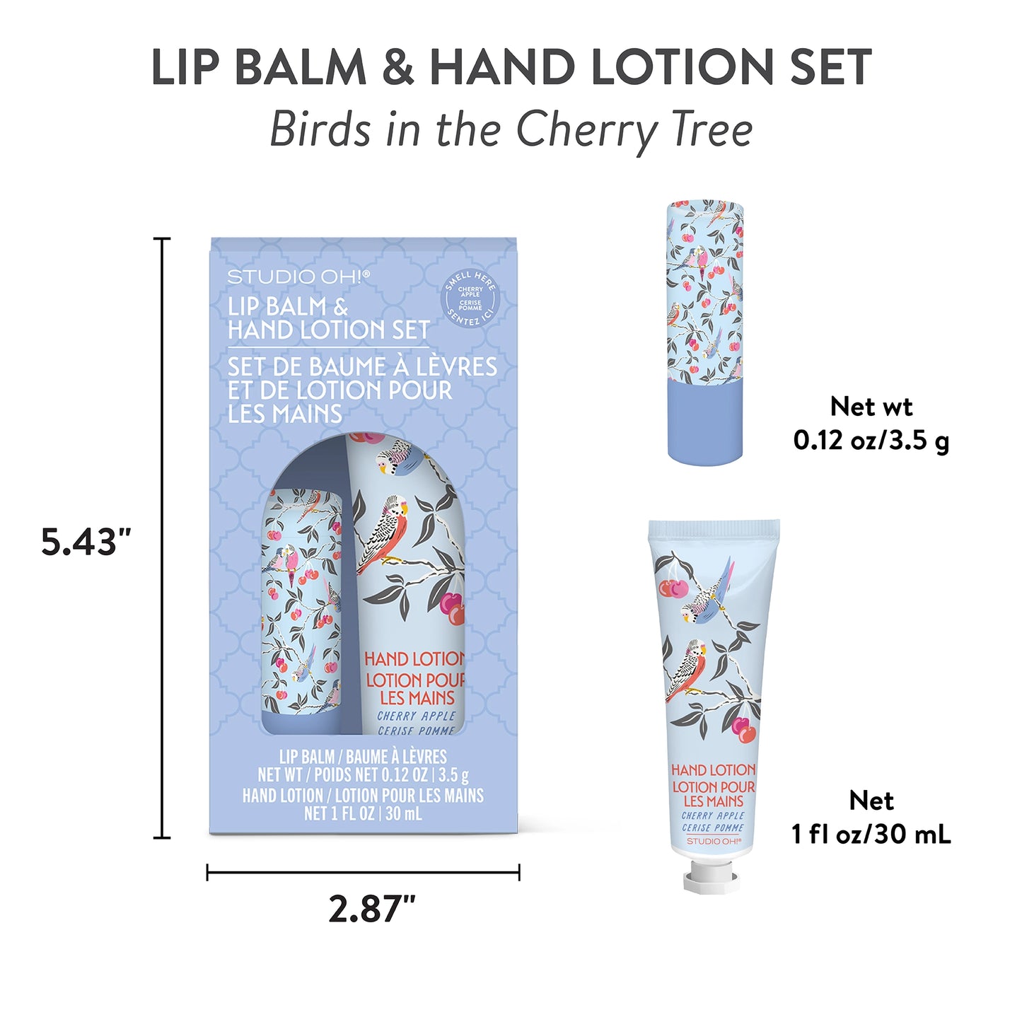 Birds in the Cherry Tree Lip Balm & Hand Lotion Set