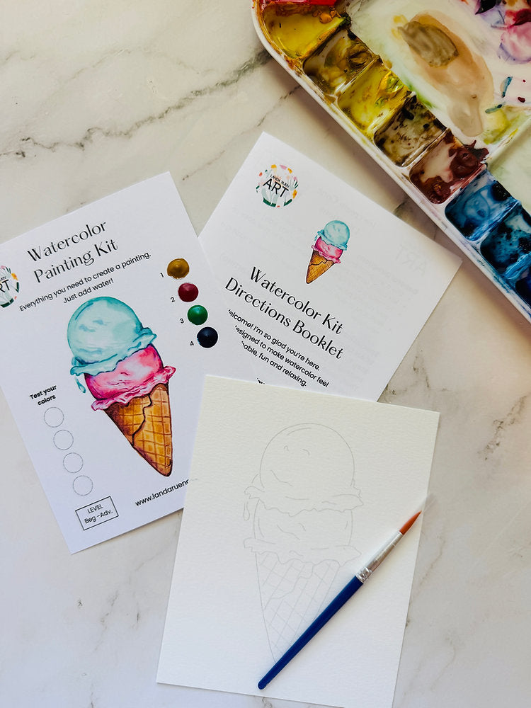 Ice Cream Cone Watercolor Kit