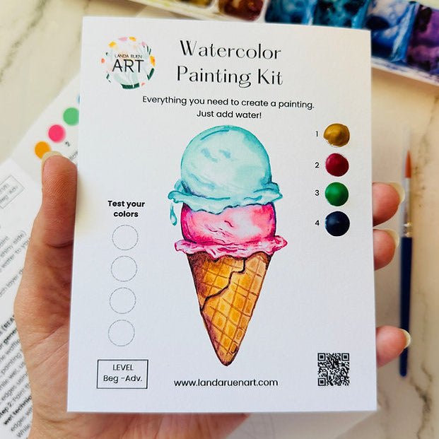 Ice Cream Cone Watercolor Kit
