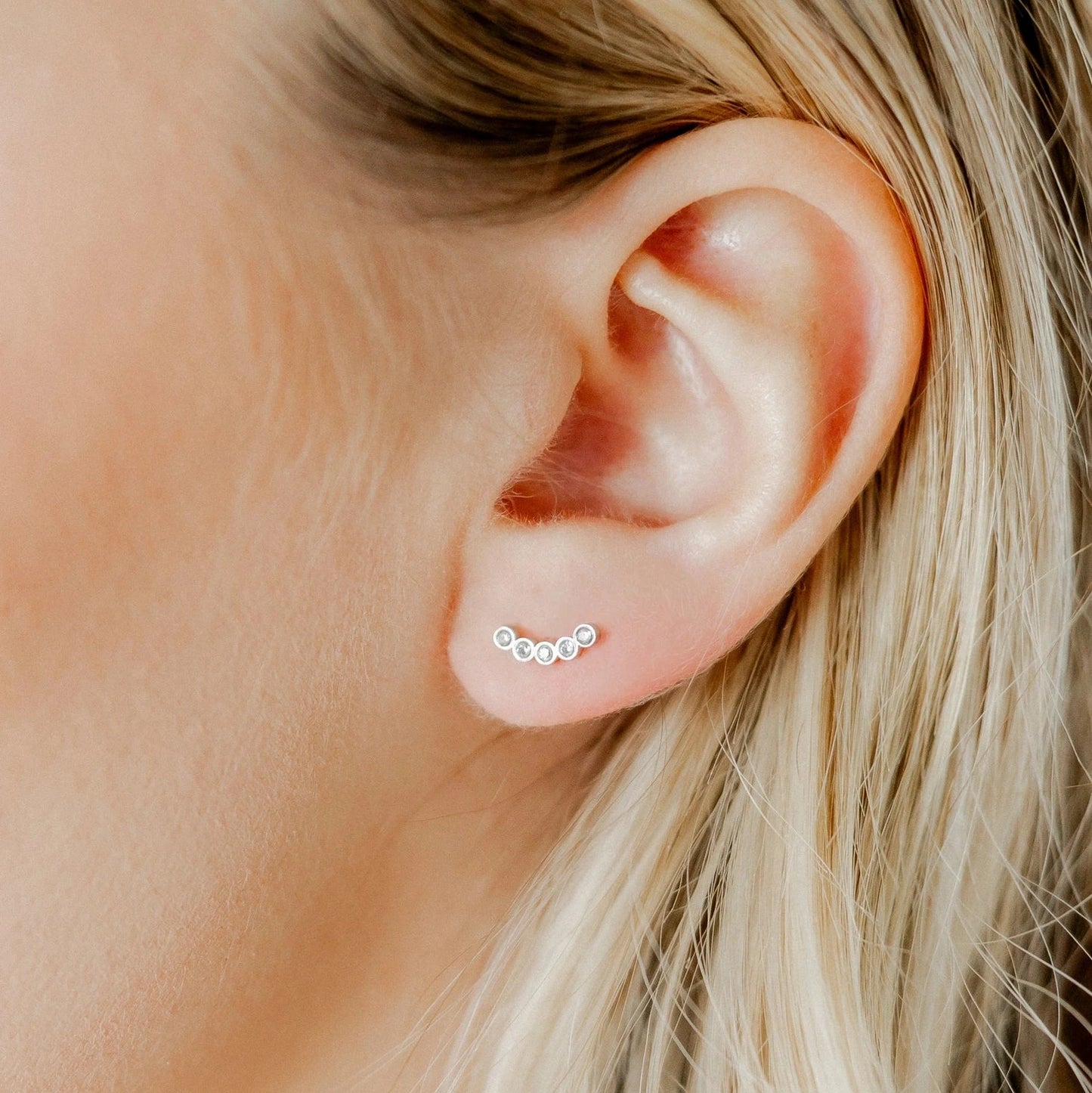 Abigail Sparkle Silver Screwback Stud Earrings
