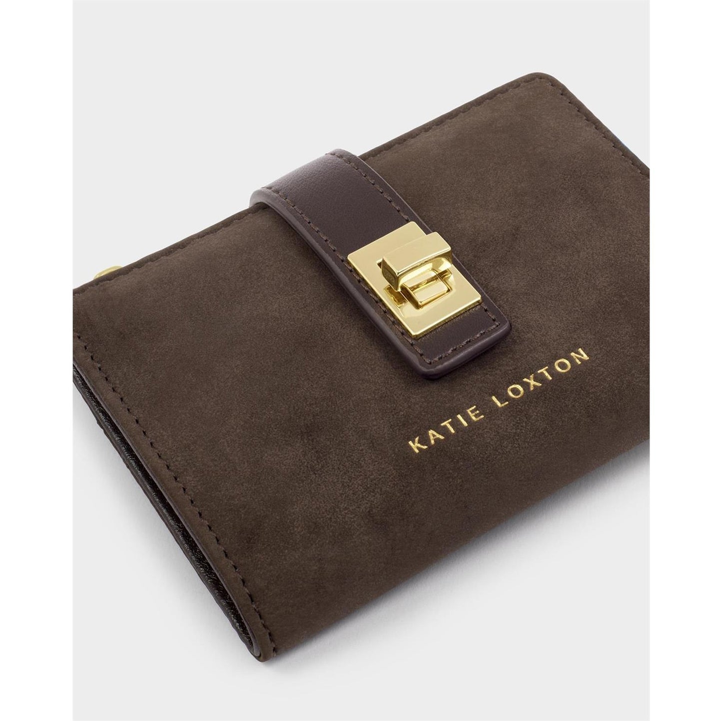 Orin Bitter Chocolate Suedette Twist Lock Wallet