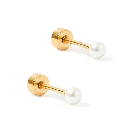 Payton Pearl White 3mm Screwback Stud Earrings