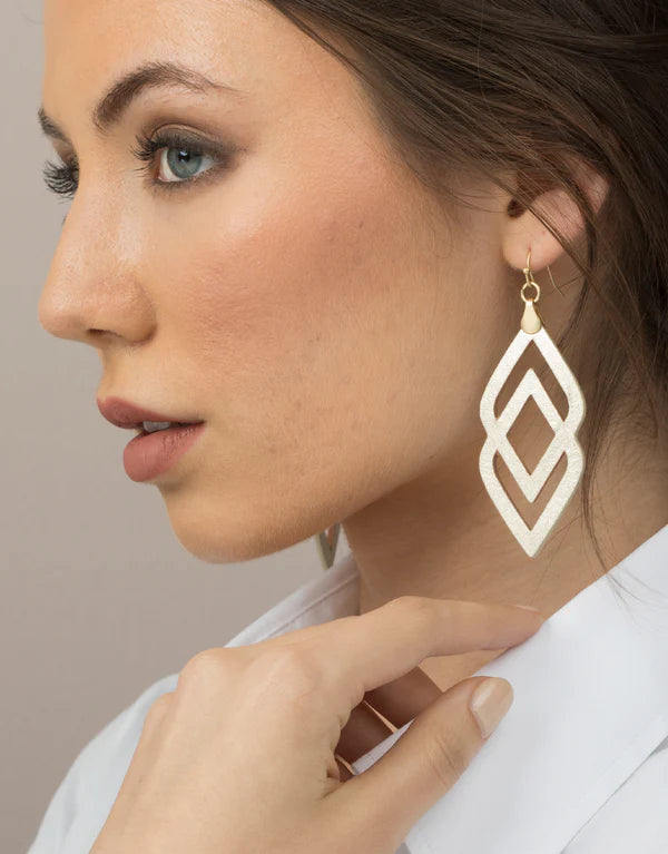 Deco Drama Leather Earrings Gold