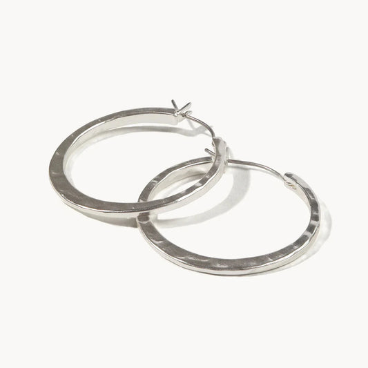 Textured Hoop Earrings Silver