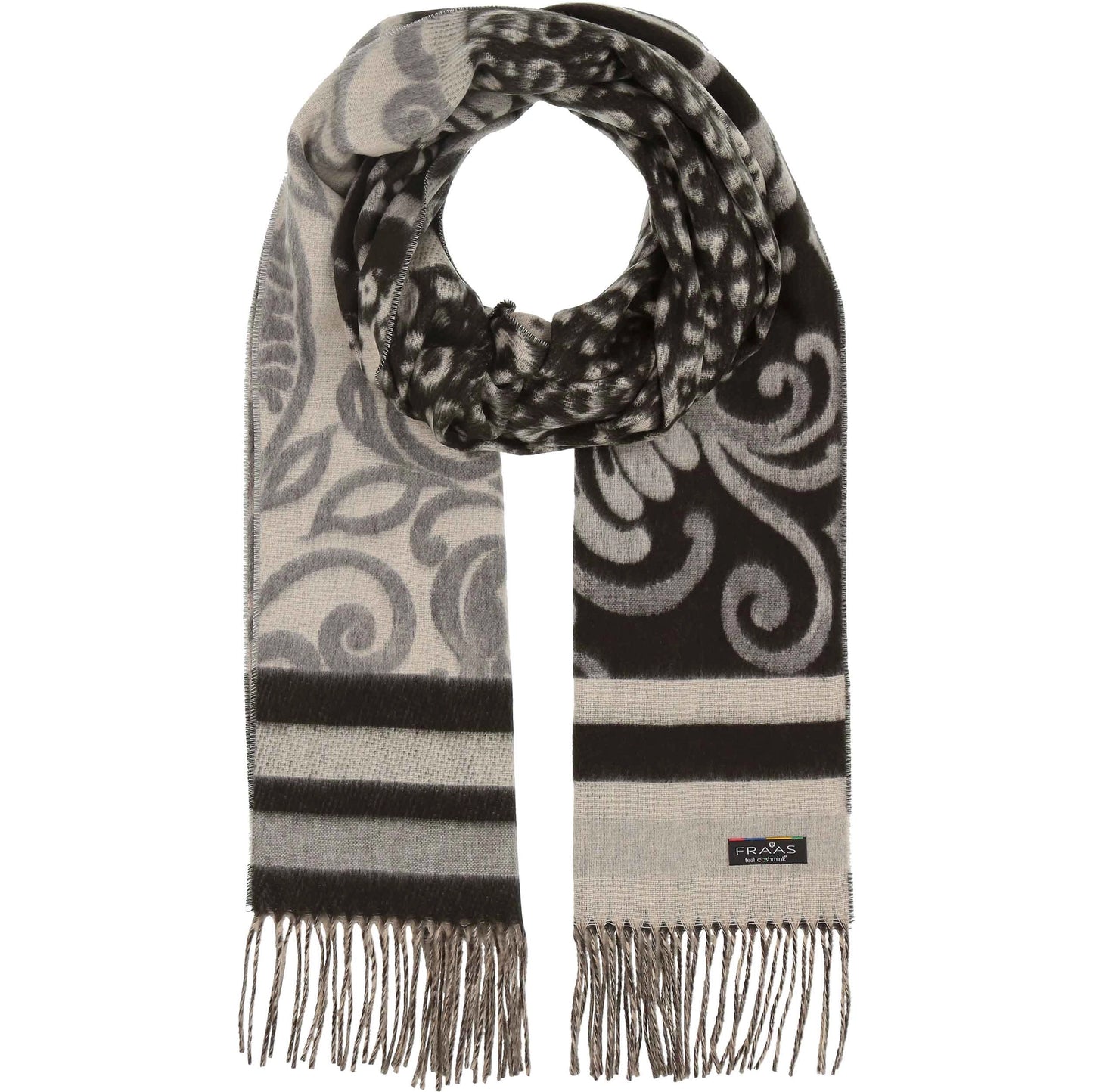 Leopard Paisley Patchwork Scarf Black/White