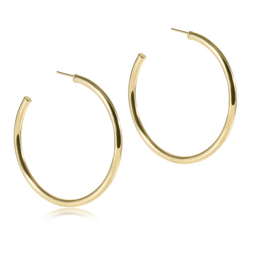 Round Gold 2" Post Hoop 3mm Smooth Earrings