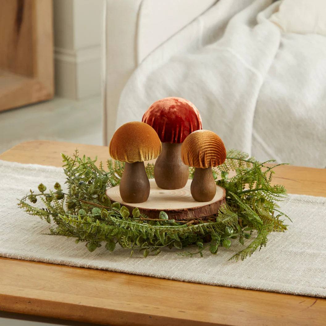 Mushroom Rust  Set of 3 Velvet