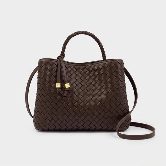 Nova Chocolate Hand Woven Top Handle Bag