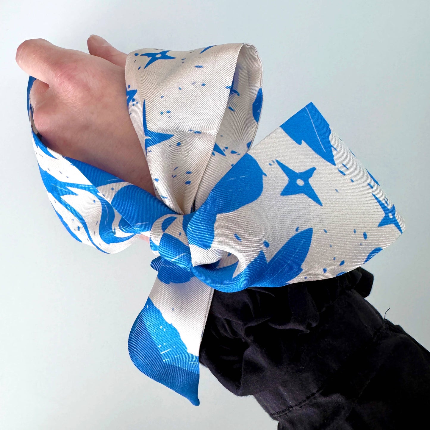 Moonlit Blooms Skinny Silk Scarf
