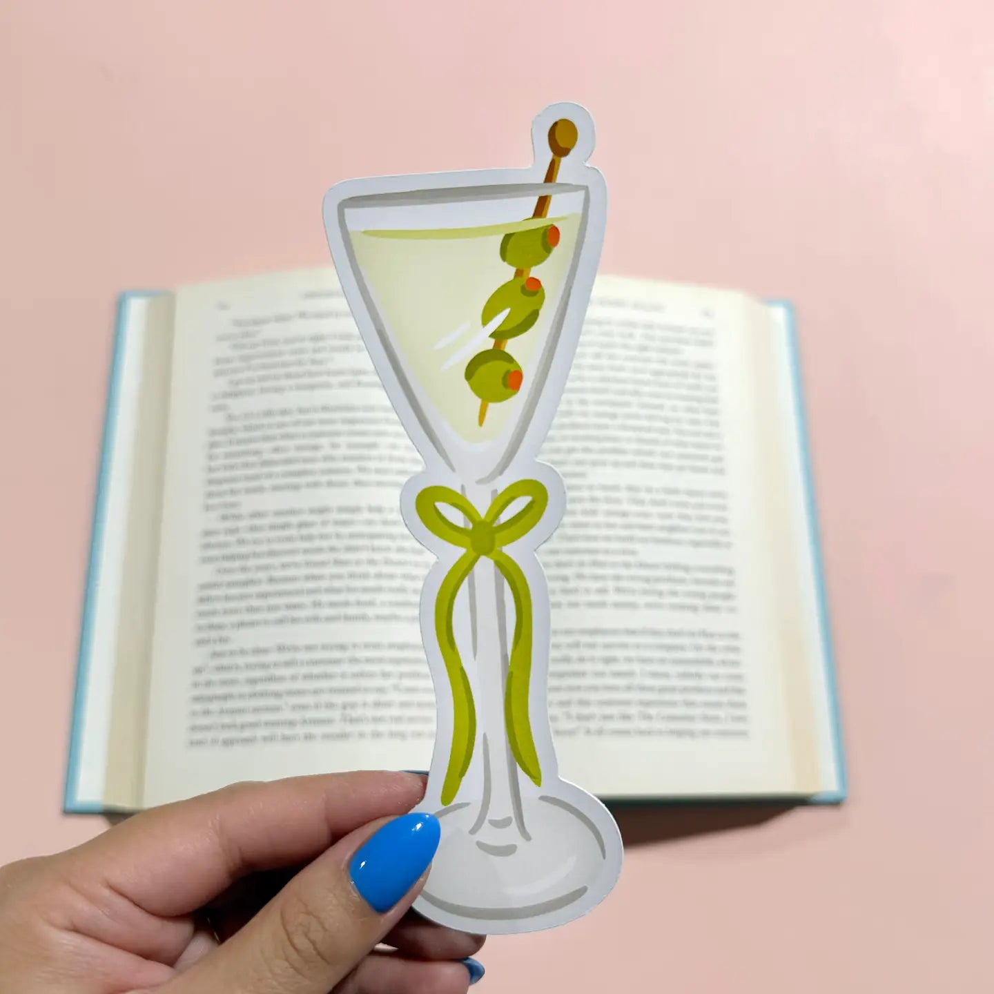 Green Bow Martini Die Cut Bookmark