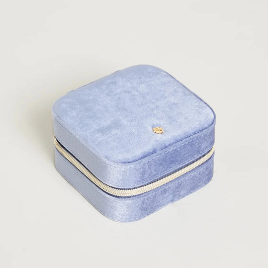 Velvet Jewelry Travel Case Blue
