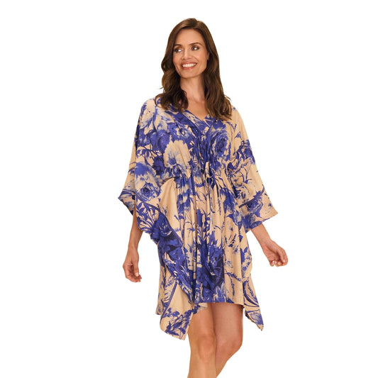 Beach Cover Up China Blue Blooms