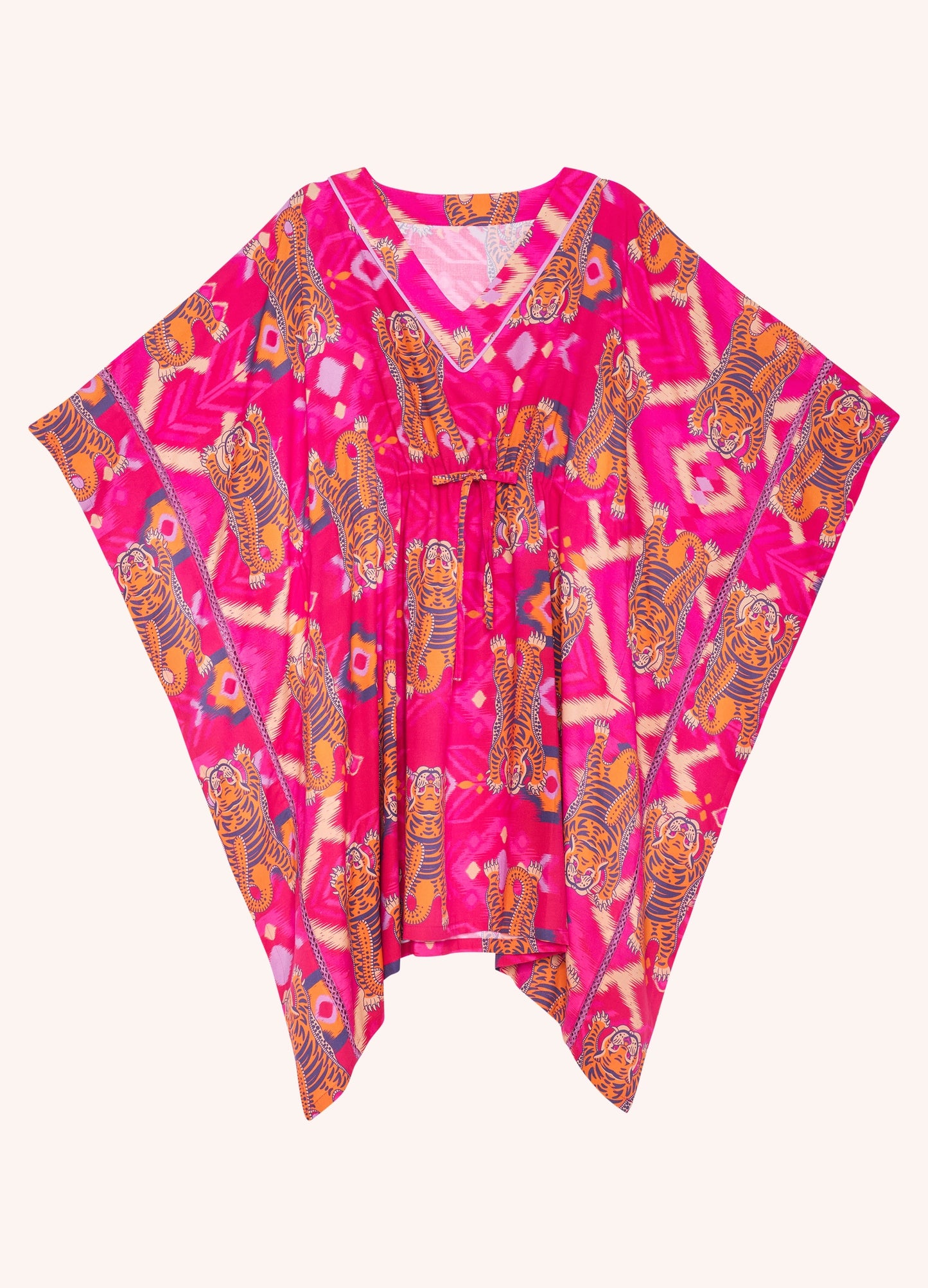 Beach Cover Up Ikat Tigers Fuchsia