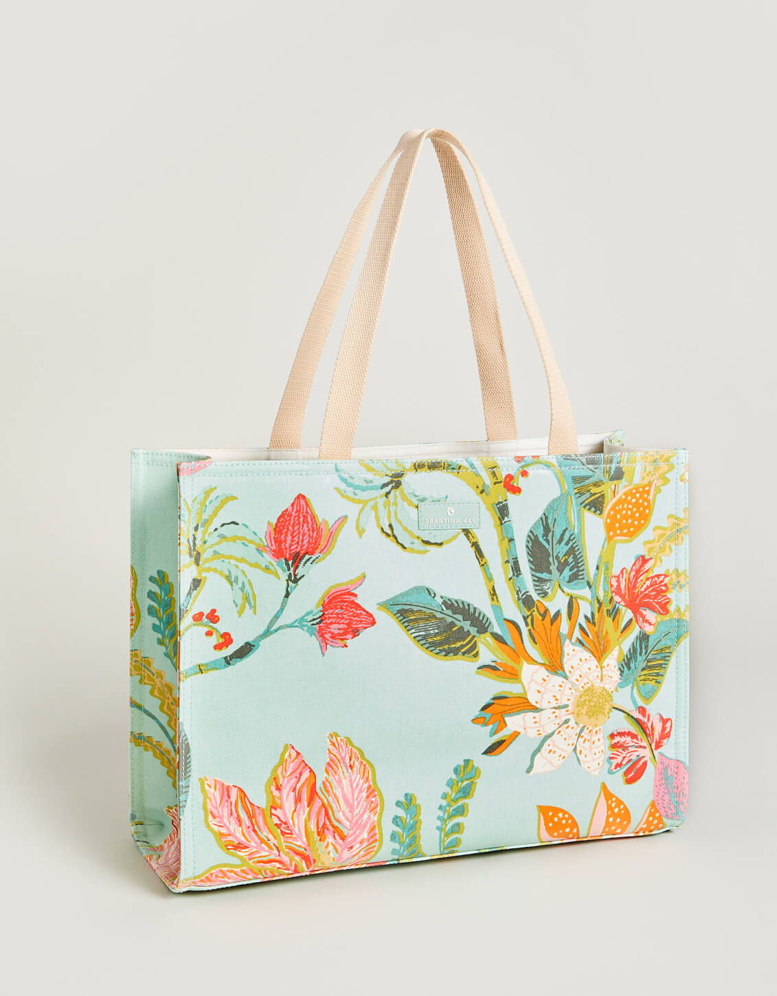 Market Tote Queenie Tropical Floral Seafoam