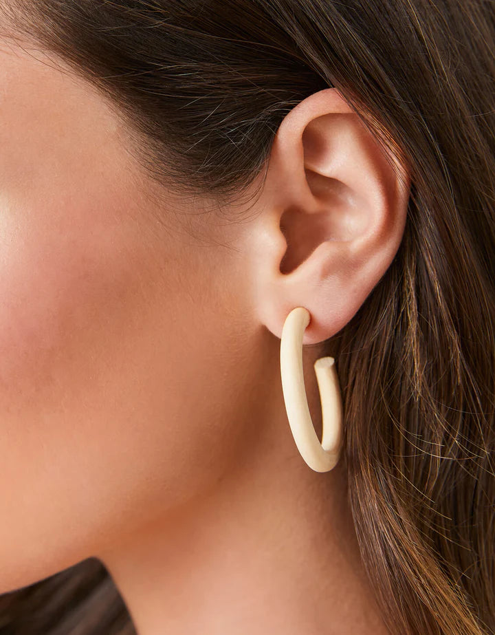 Wood Hoop Earrings Natural