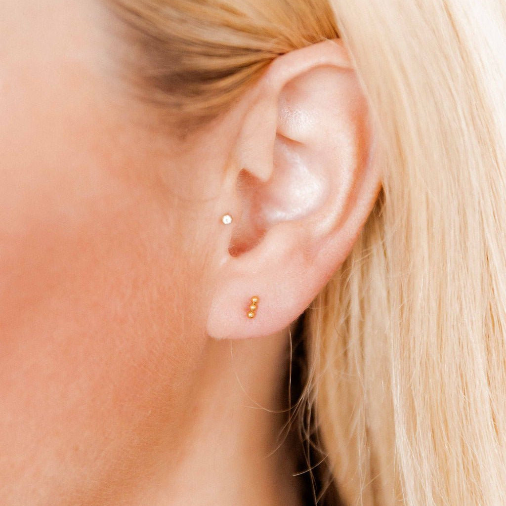Micro Tally Gold Screwback Stud Earrings