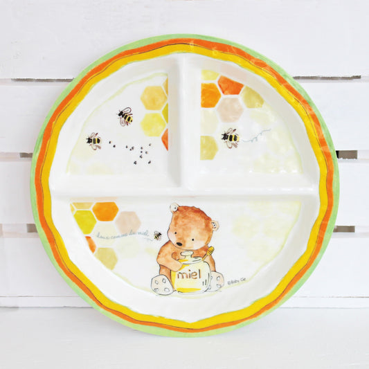 Sweet As Honey Round Textured Sectioned Plate