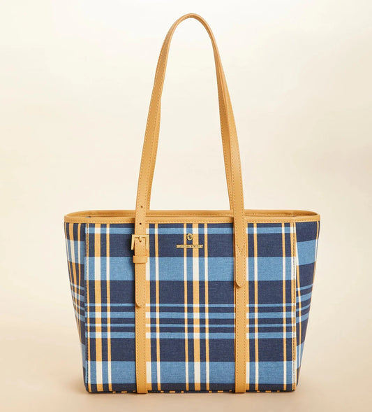 Siera Tote Kalalanta Plaid Navy