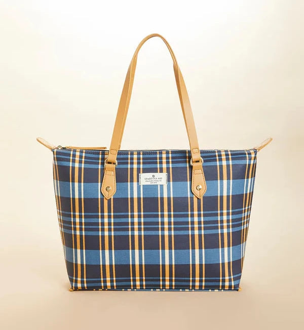 Zip Travel Tote Kalalanta Plaid Navy