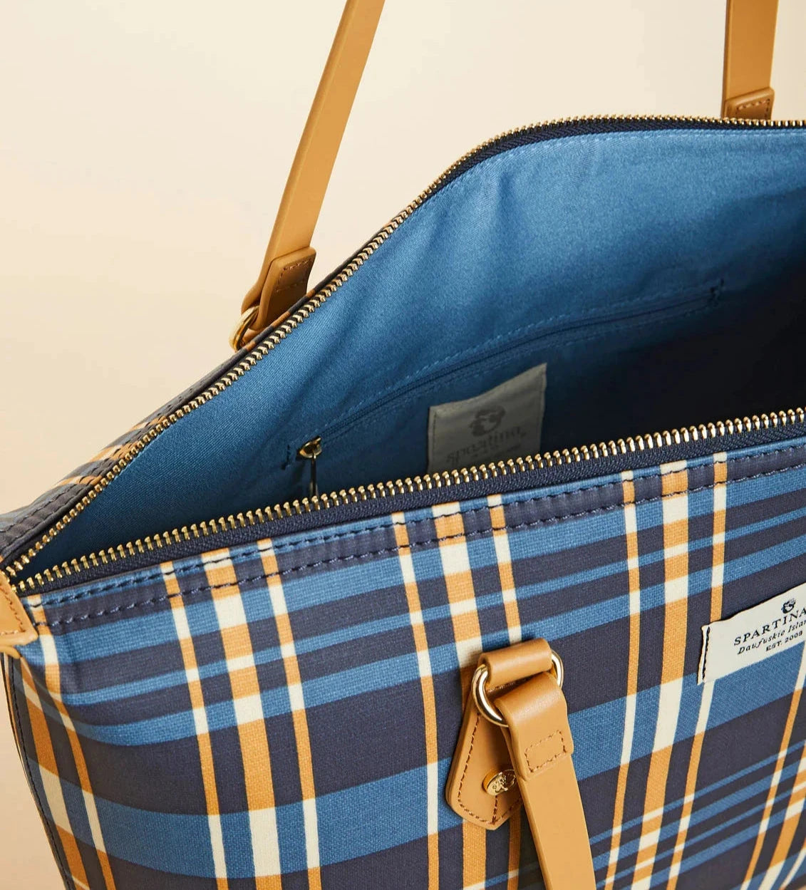 Zip Travel Tote Kalalanta Plaid Navy