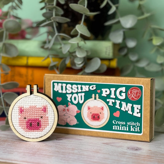 "Missing You Pig Time" Mini Matchbox Cross Stitch Kit