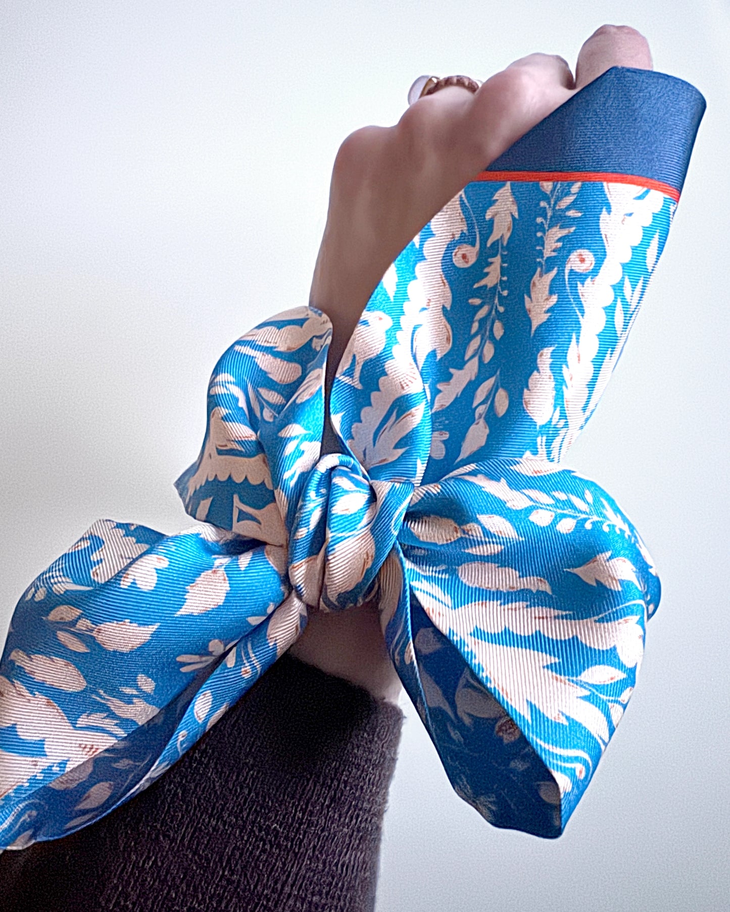 Bunny Glen Bue Skinny Silk Scarf