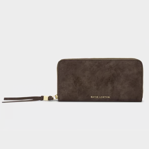 Bitter Chocolate Suedette Large Wallet/Clutch