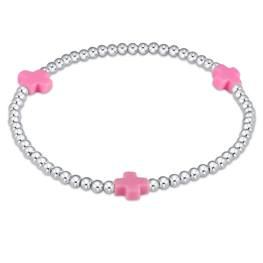 Extends Signature Cross 3mm Sterling Bracelet Bright Pink