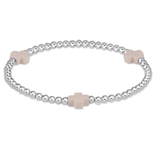 Extends Signature Cross 3mm SS Bracelet Off-White