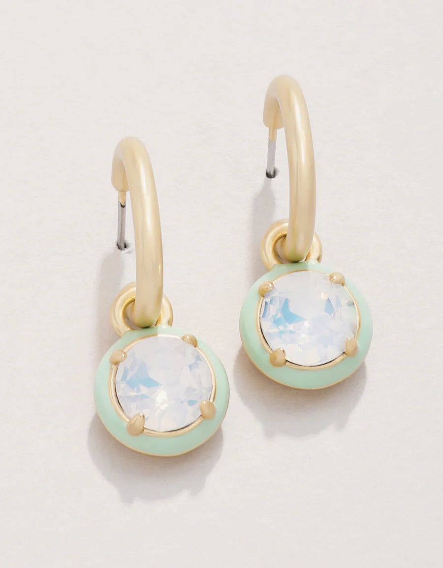 Clara Drop Hoop Earrings White Opal
