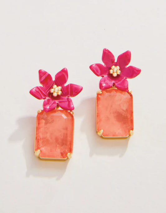 Blooming Gem Earrings Pink Orange
