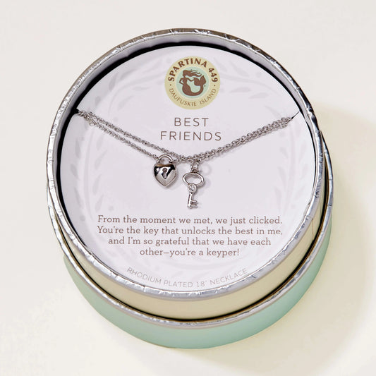 Sea La Vie Necklace 18" Best Friends/Heart Key Silver (2 piece set)