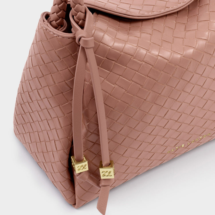 Nova Woven Texture Top Handle Bag Pink Clay