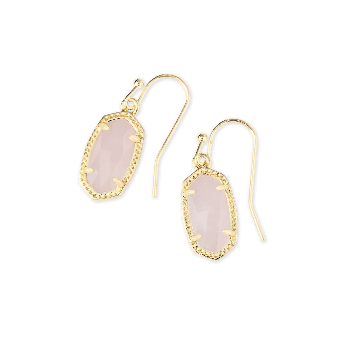 Lee Drop Earrings Gold Rose Quartz