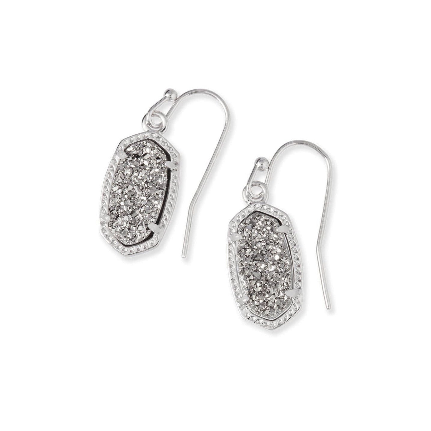 Lee Drop Earrings Silver Platinum Drusy