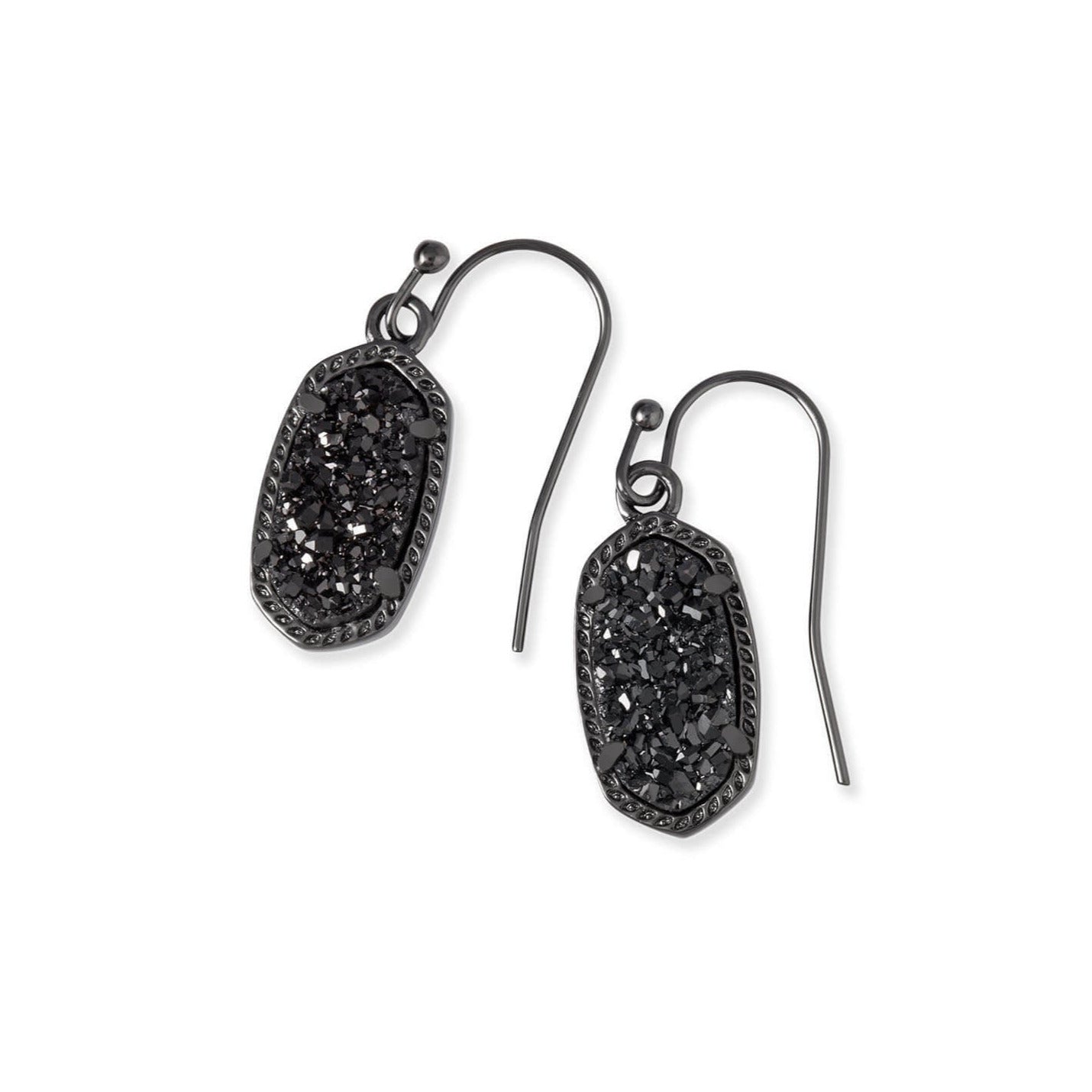 Lee Drop Earrings Gunmetal Black Drusy