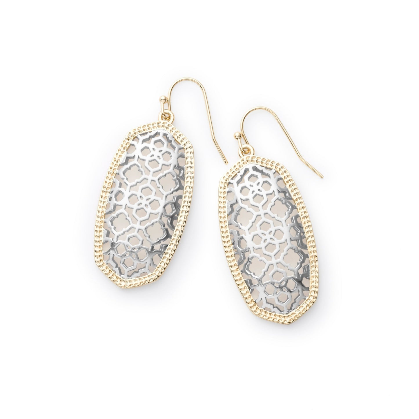 Elle Drop Earrings Gold Silver Filigree Mix