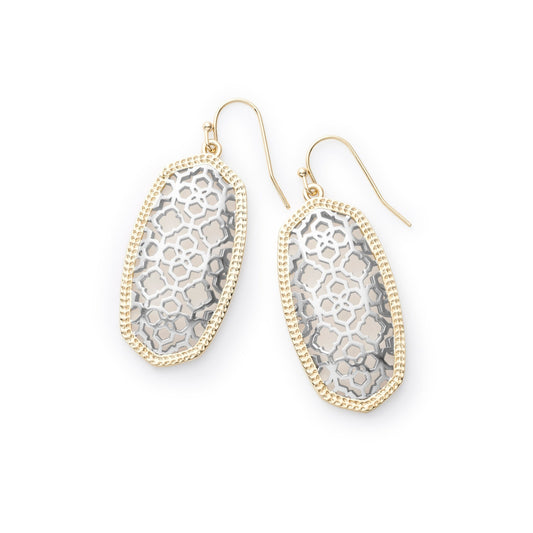 Elle Drop Earrings Gold Silver Filigree Mix