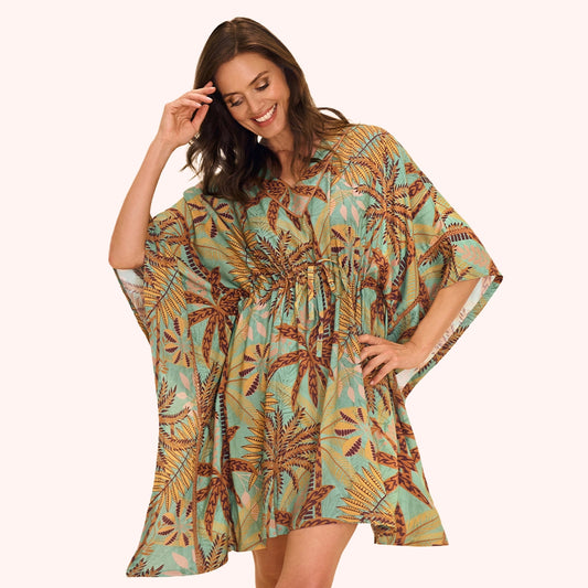Beach Cover Up Patterned Palms
