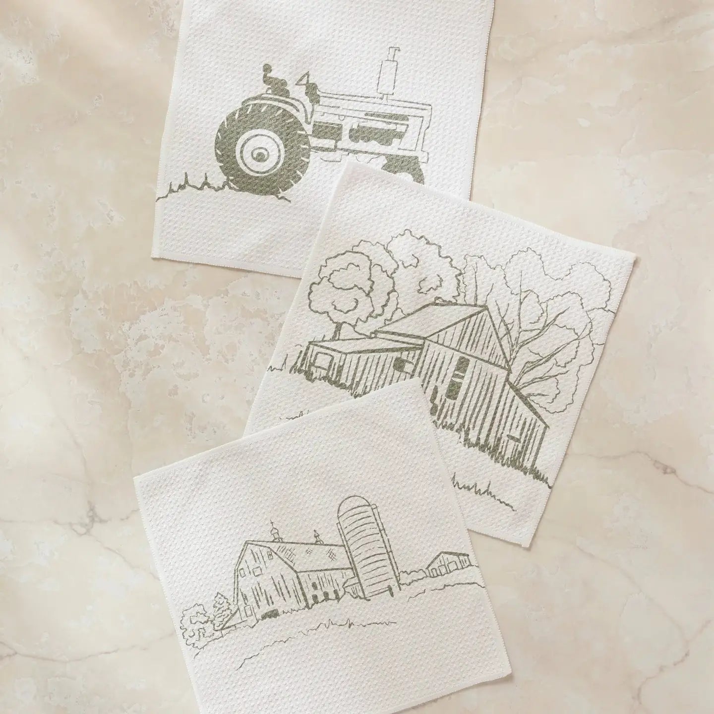 Old Farm Dishcloth Set of 3