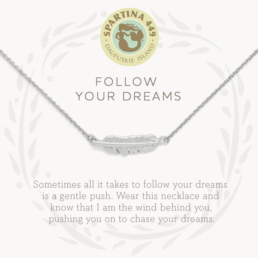 Sea La Vie Necklace 18" Follow Your Dreams/Feather Silver