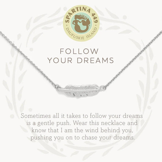 Sea La Vie Necklace 18" Follow Your Dreams/Feather Silver