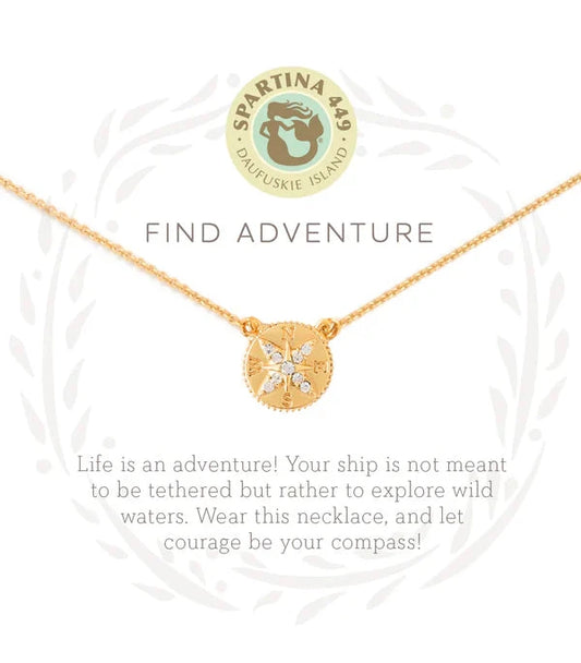 Sea La Vie Necklace 18" Adventure/Compass Gold