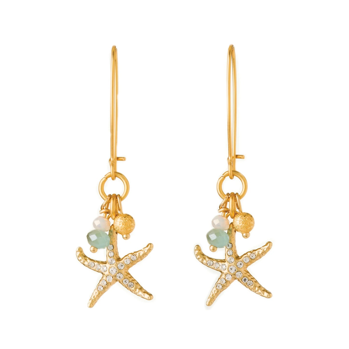 Starfish Sparkle Drop Earrings Gold
