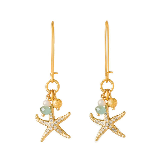 Starfish Sparkle Drop Earrings Gold