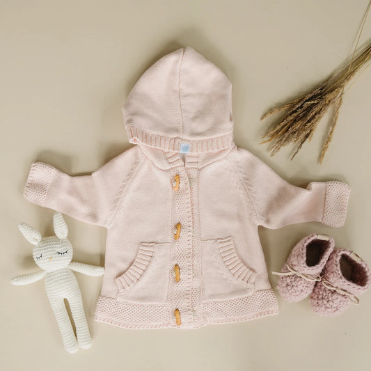 Baby Knit Hoodie Pink
