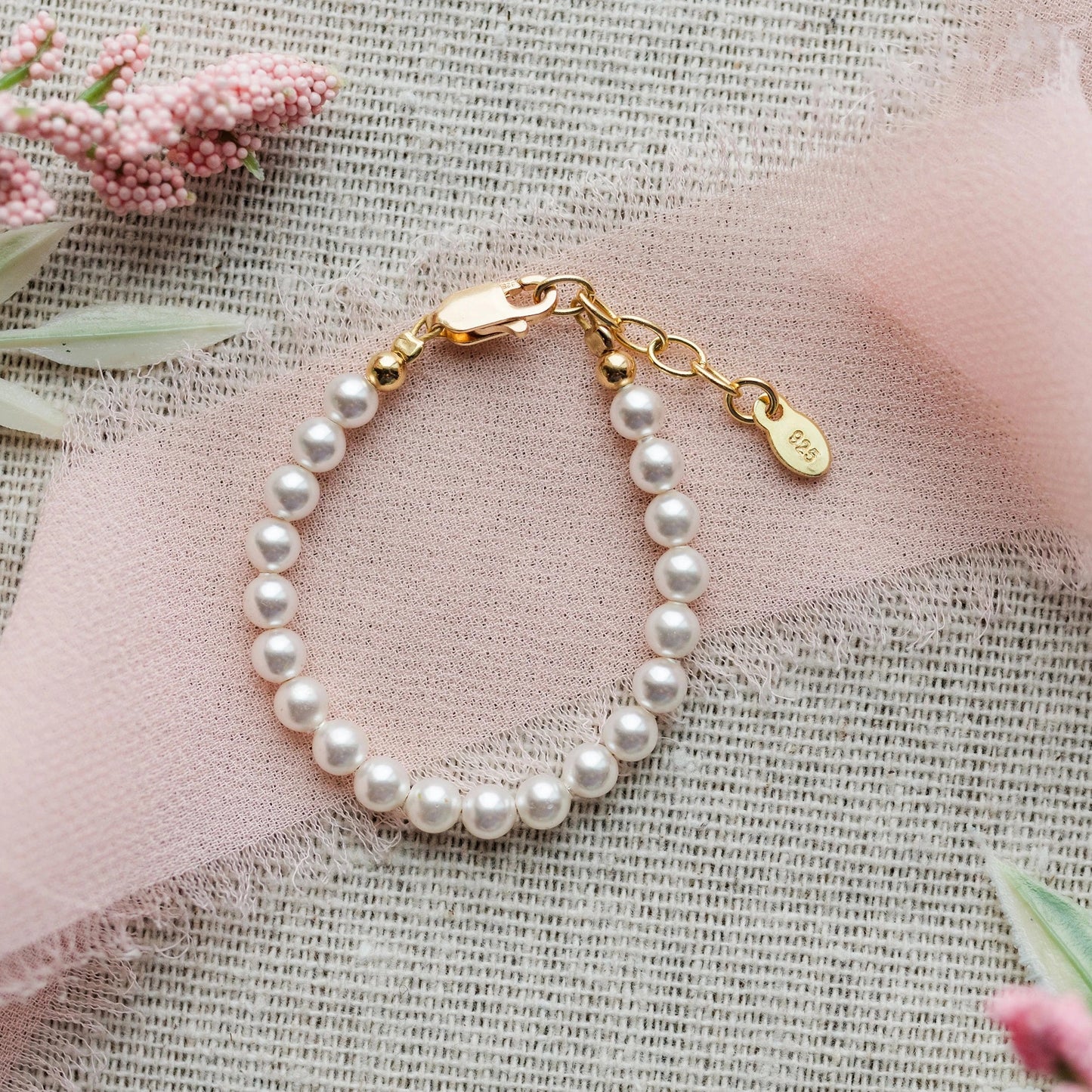 Aubrey 14K Gold-Plated Pearl Baby Bracelet
