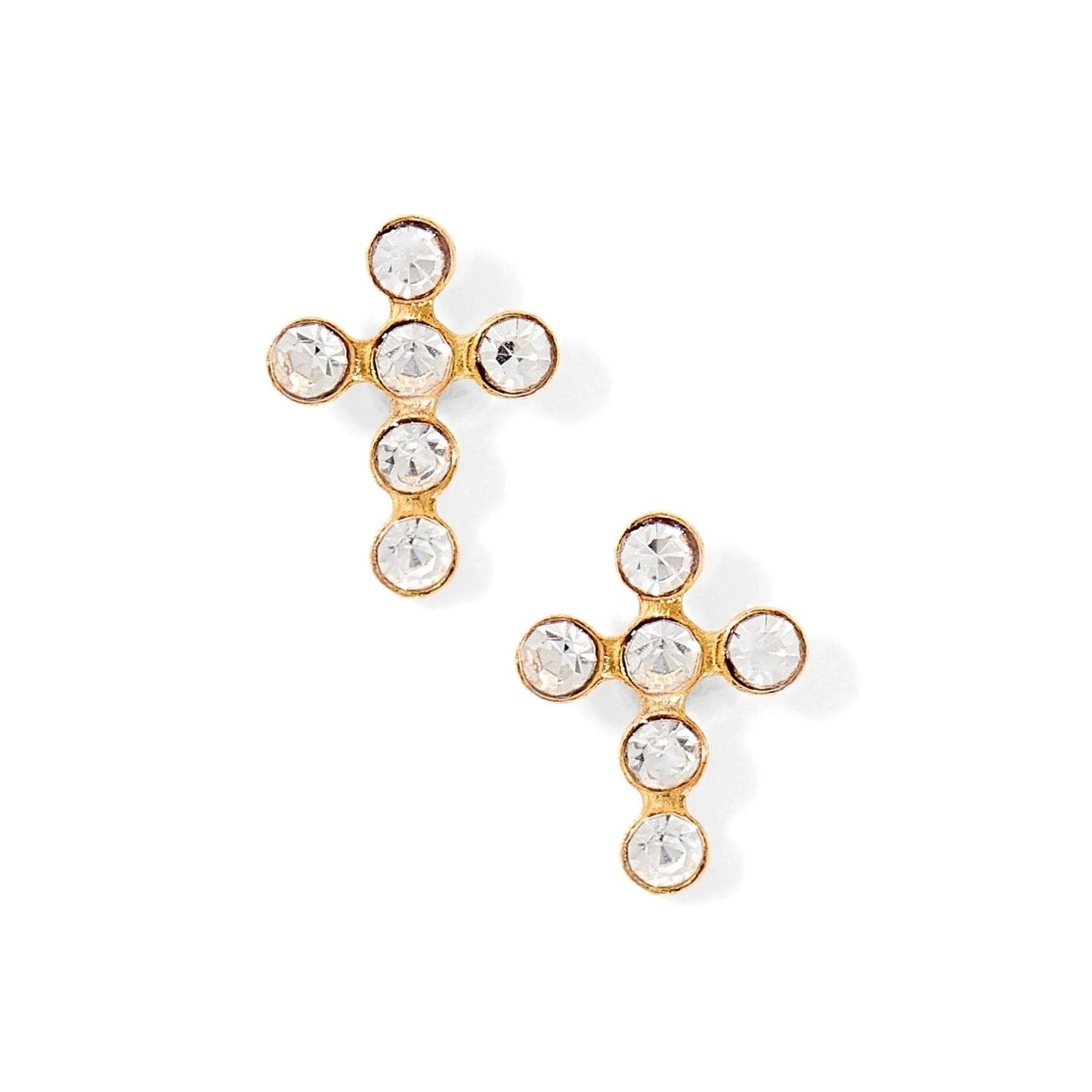 Clara Cross Gold Sparkle Screwback Stud Earrings